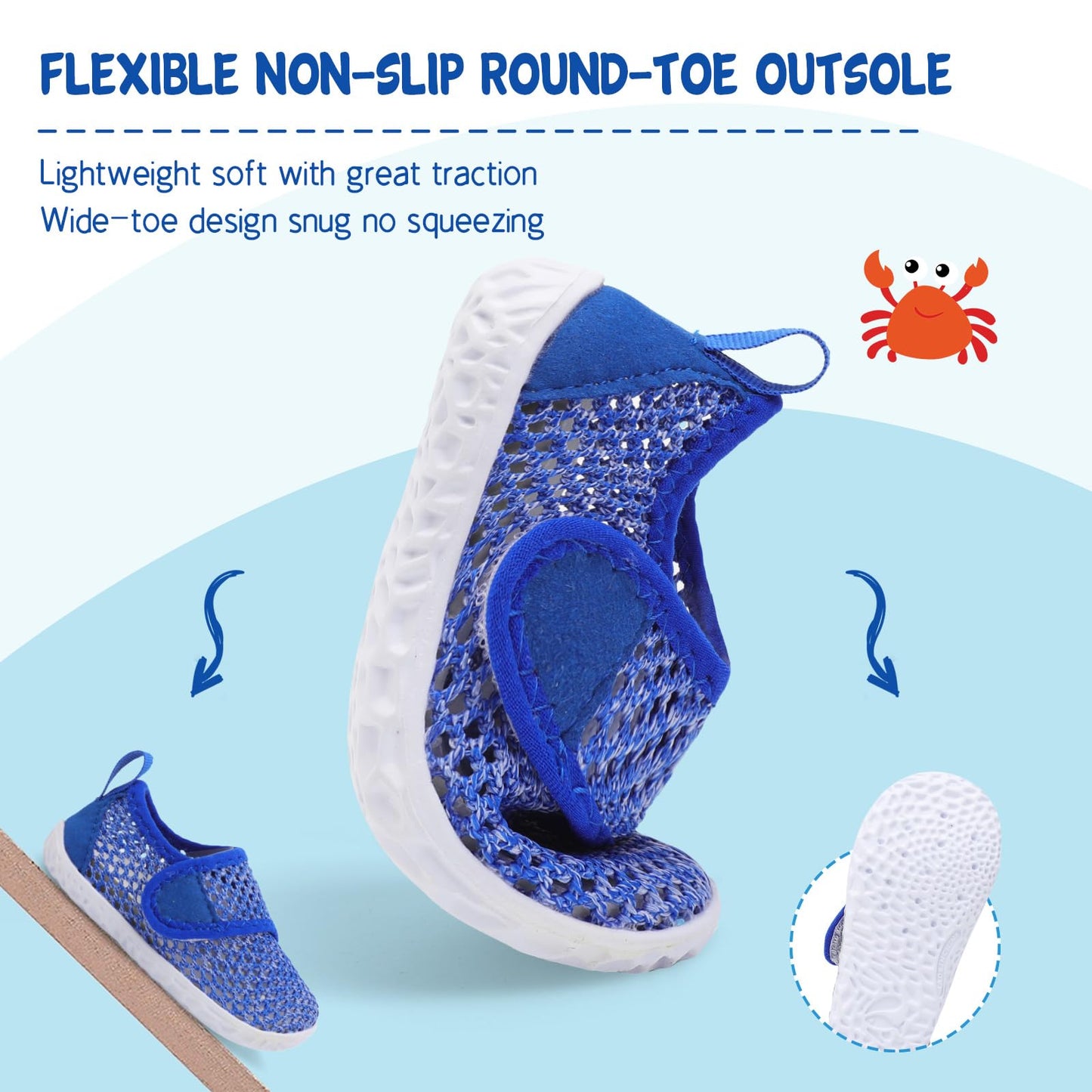 LeIsfIt Toddler Water Shoes Girls Boys Swim Shoes Kids Quick-Dry Breathable Aqua Socks Lightweight Non-Slip Barefoot Beach Shoe, Dark Blue, 13 Little Kid