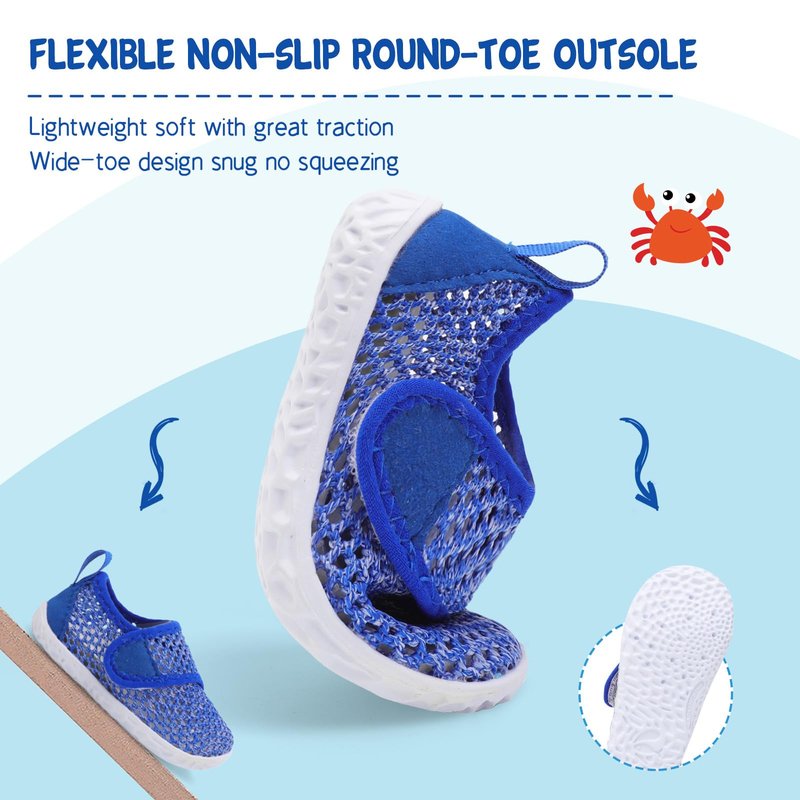 LeIsfIt Toddler Water Shoes Girls Boys Swim Shoes Kids Quick-Dry Breathable Aqua Socks Lightweight Non-Slip Barefoot Beach Shoe, Dark Blue, 13 Little Kid