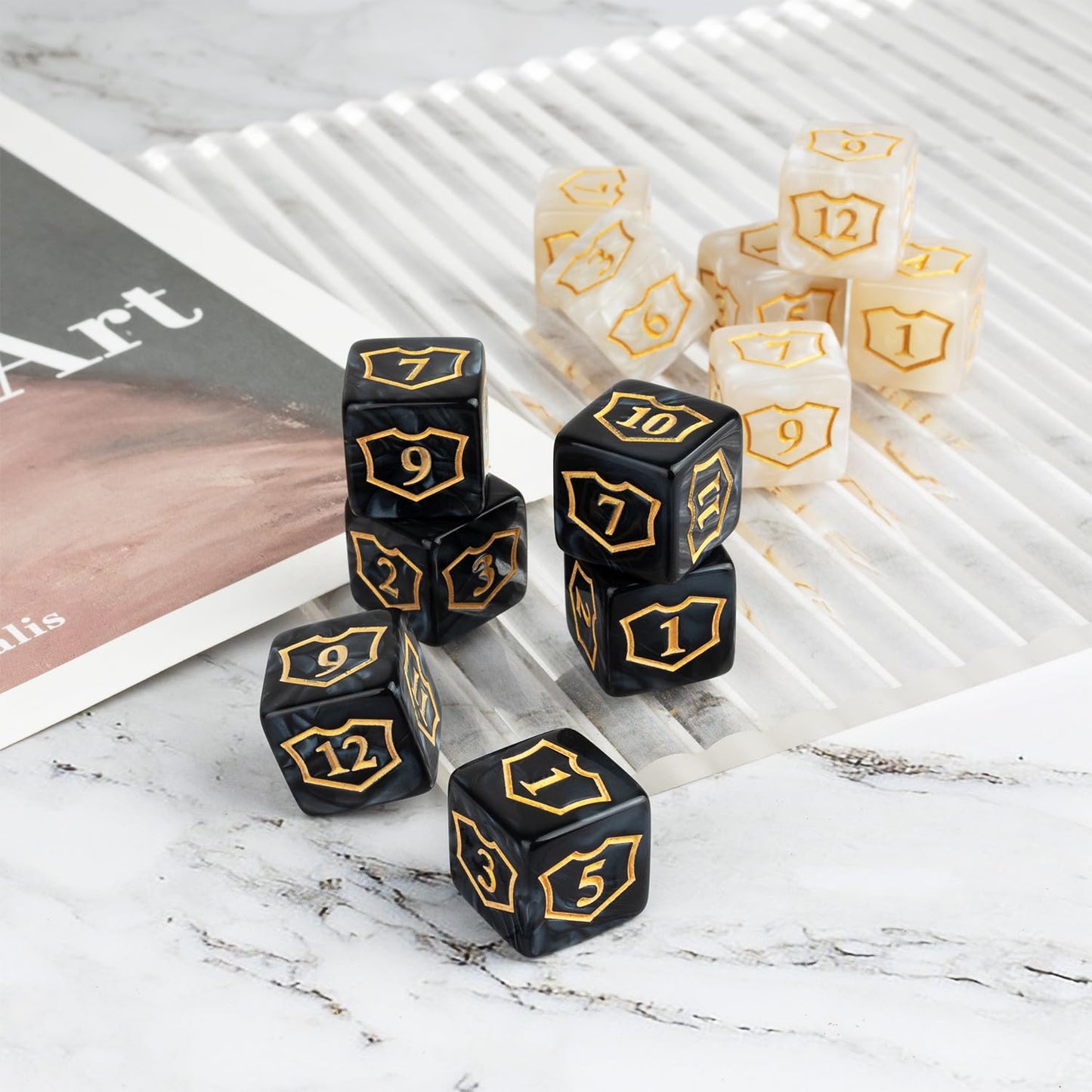 24 Pieces MTG Dice Counters Shield D6 Dice Set Loyalty Life Counter Magic Buff Tokens Compatible with MTG, TCG, Card Games Accessories