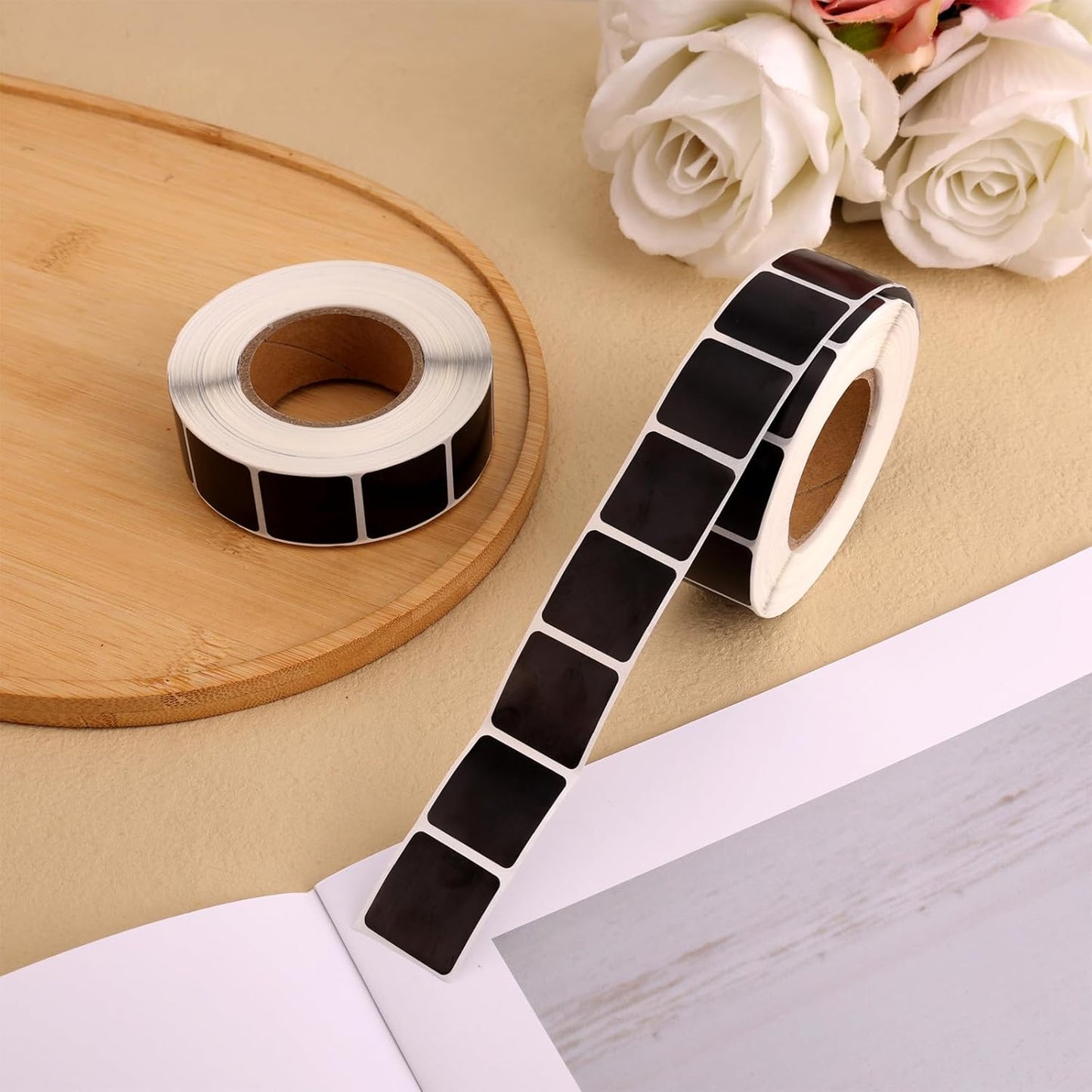 2000pcs/2 Rolls Target Pasters, 1 Inch Self-Adhesive Target Stickers Tape Square Shooting Cardboard Paper Targets Label Marker for Shooting Range Practice