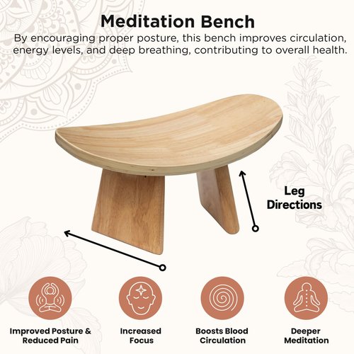OBELGEOYA Ergonomic Wooden Meditation Bench - Kneeling Chair for Yoga, Prayer, and Seiza Practice, Portable Comfortable Meditation Stool for Deeper Meditation Mindfulness Posture Support