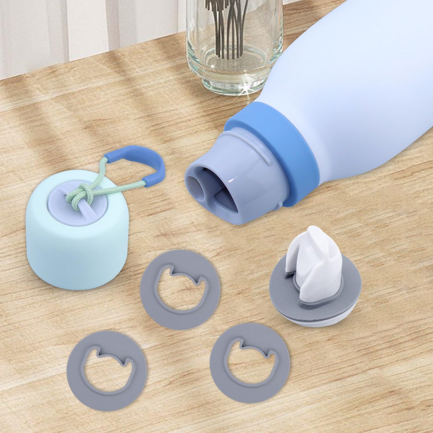 BMSQOFD 4pcs Replacement Stopper for Owala FreeSip Twist 18oz 24oz,Water Bottle Top Lid Gasket for Owala FreeSip Twist Series Seal Bottle Cap Mouth Stopper Part Accessories (Gray)