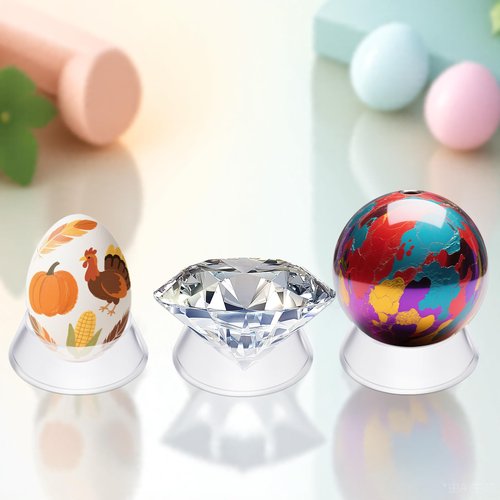 FdcLixuvol 16 Pcs Acrylic Baseball Stand, 1.34 Inch Clear Ring Ball Sphere Stand Egg Crystal Holder Display Stands for Soccer, Basketball, Football, Volleyball, Softball, Bowling Ball, Collections