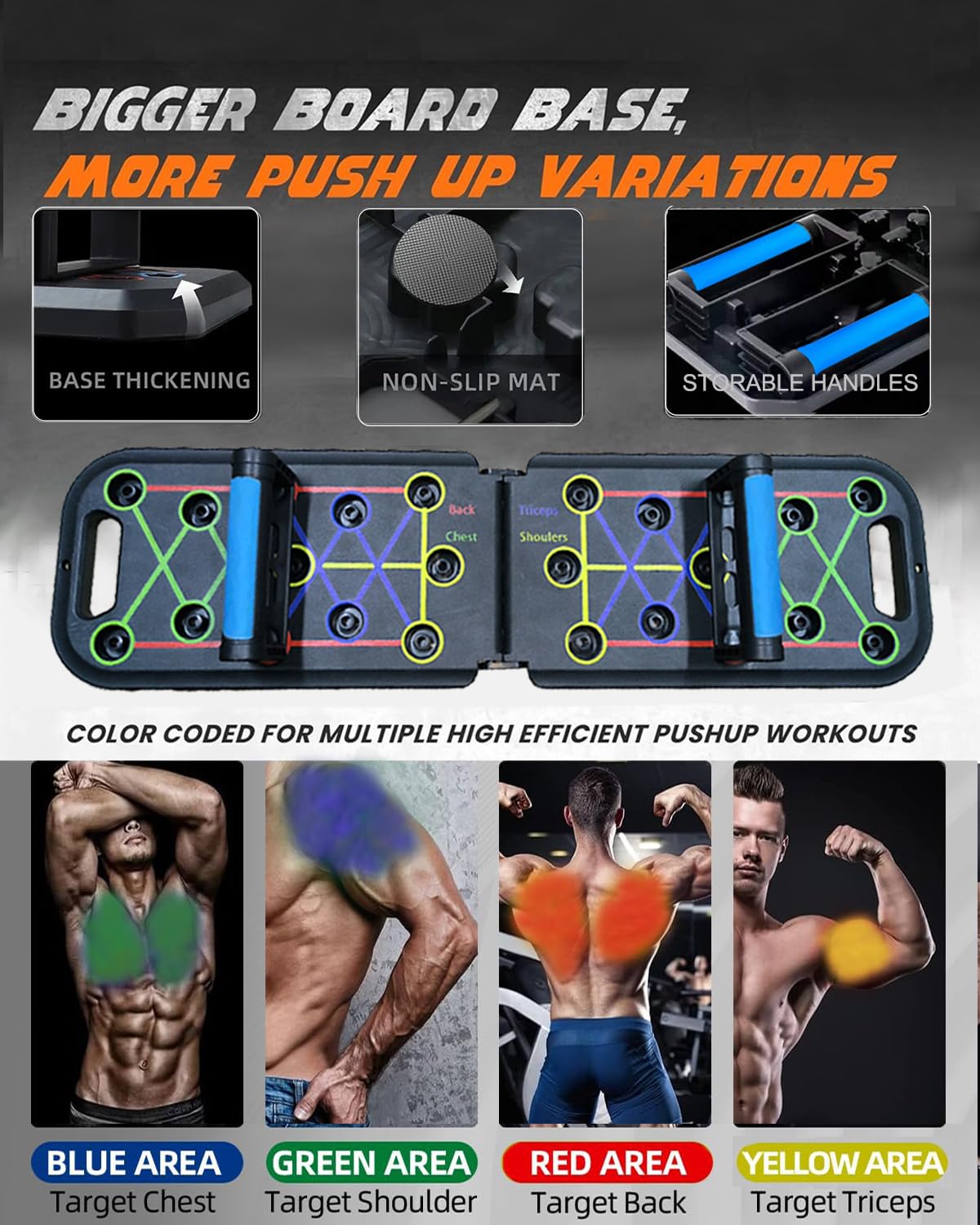 12-In-1 Push Up Board,Portable Pushup Bars for Men, Muscle Max Press Up Boards,Foldable Gym Home Exercise Board,Multi-function Push-Up Stand,Home Workout Equipment with Resistance Bands