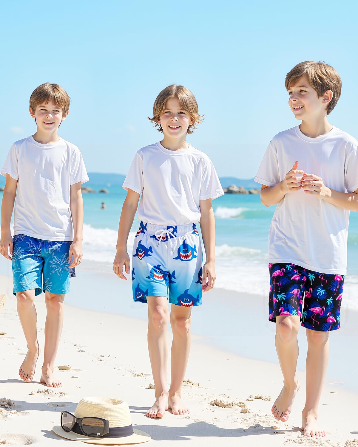 HONGTEYA Boys Swim Trunks with Compression Liner Boys Bathing Suit UPF 50+ Kids Quick Dry Swimwear Shorts 6-12 Years
