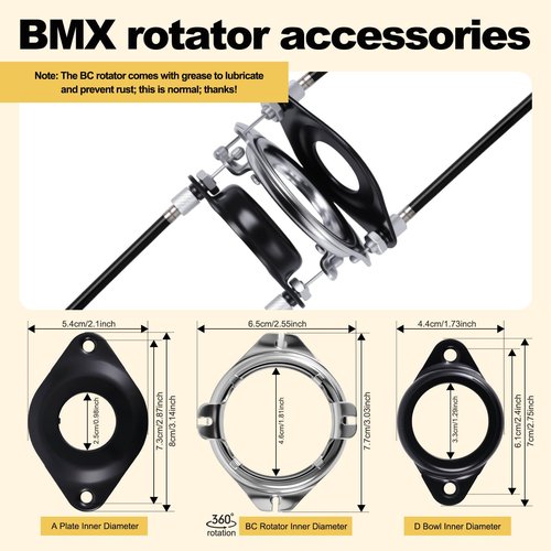 BMX Bike Gyro Brake Cables Front + Rear (Upper + Lower) with Spinner Rotor Complete Set, BMX Bicycle Brake Lines Set Cable Wire&Housing -Stable,Flexible for Most Gyro Systems and 20"Bikes,Professional