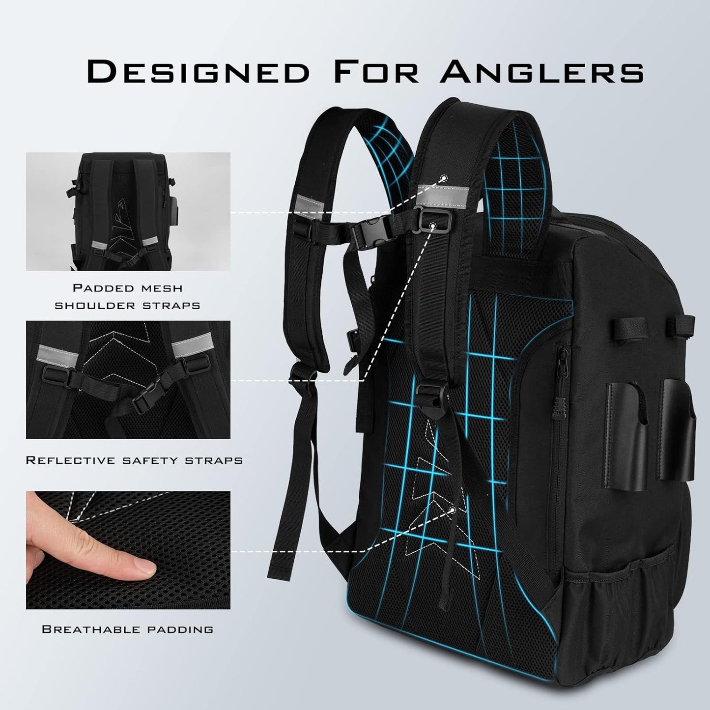 KastKing KarryAll Fishing Tackle Backpack with Rod Holder 4 Tackle Boxes,40/26L Tackle Bag Storage Fishing Gear and Equipment