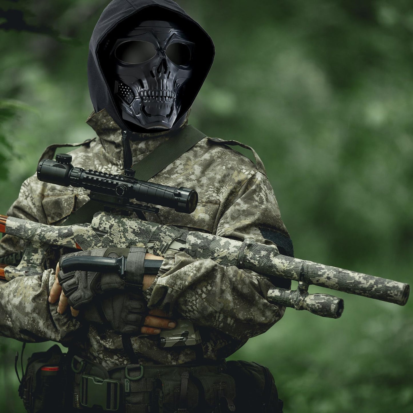 Kanayu Skull Mask with Balaclava Headgear Full Face Scary Tactical Mask for Men for Cs Survival Games Shooting Cosplay Movie Paintball Halloween