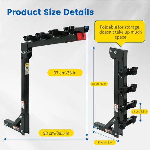 MaxxHaul 70210 Hitch Mount Bike Rack 4-Bike Rack, Black For Cars Trucks SUV's Minivans, Large