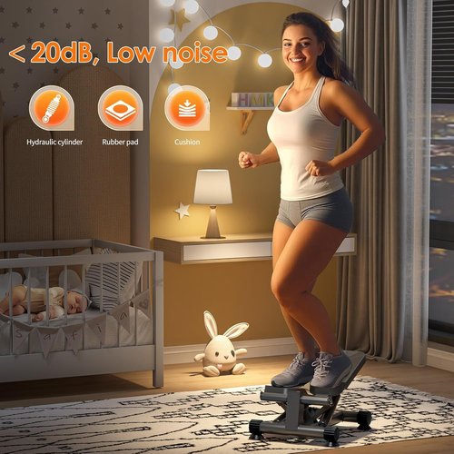 SogesHome Stair Stepper Machine with Resistance Bands, Mini Fitness Stepper for Cardio Workout with LCD Monitor & Non-Slip Pedals, Low Impact Stepper for Legs, Butt & Thigh Toning, Home Gym Equipment