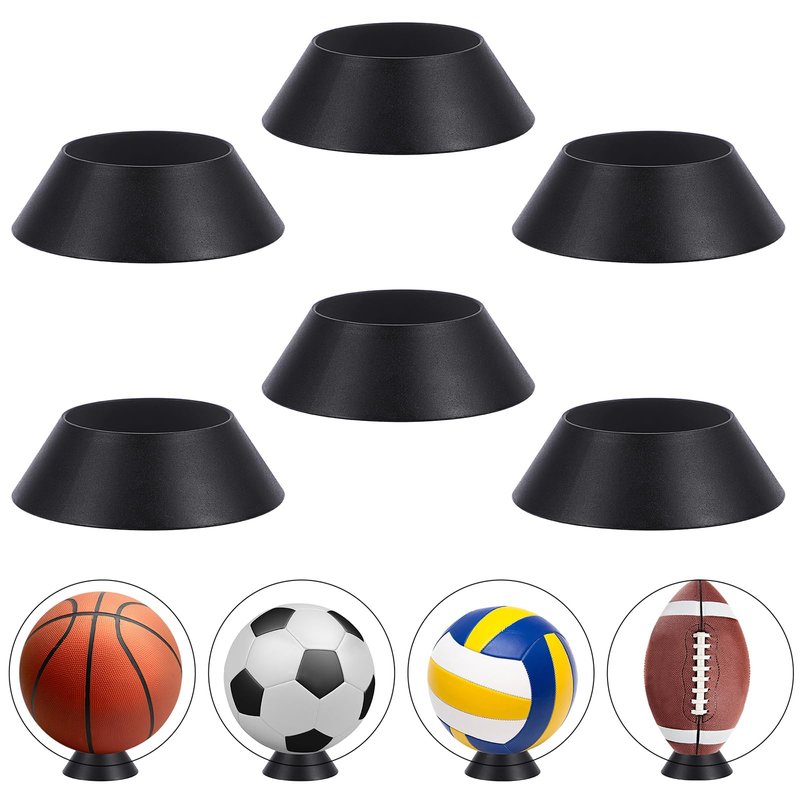 Hipiwe Ball Display Stands Holder - 10 Packs Plastic Sport Ball Holder Black Soccer Ball Display Rack Memorabilia Ball Display Ring Pedestal for Football Basketball Volleyball Baseball