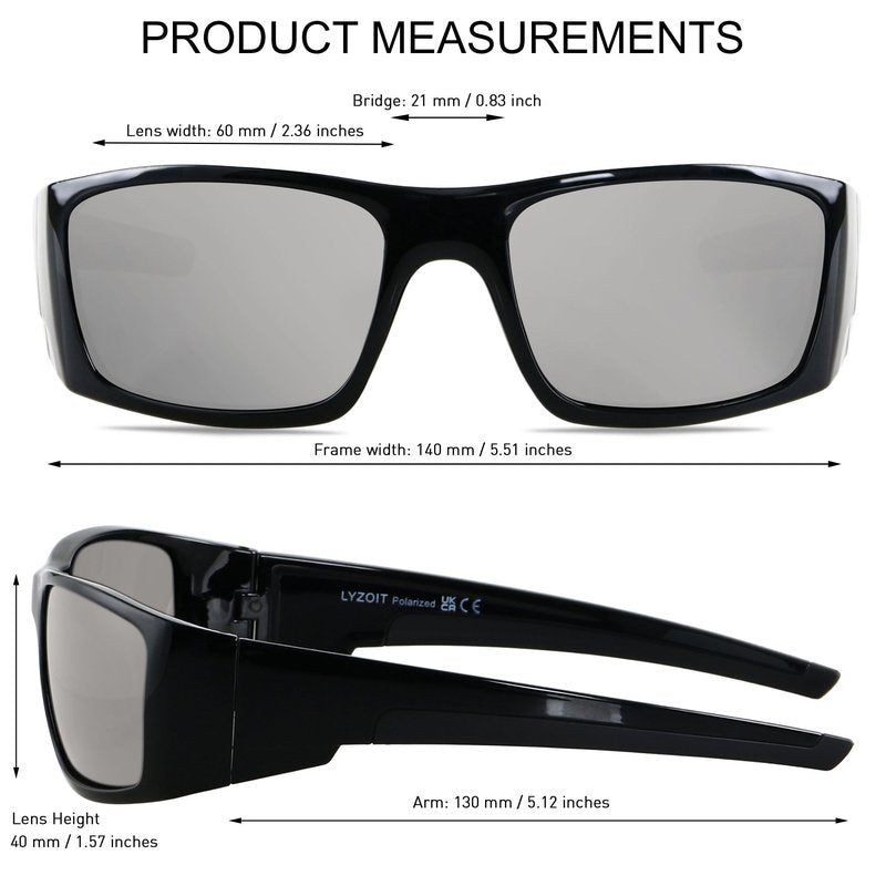 LYZOIT Polarized Sports Sunglasses for Men Women Wrap Around Unbreakable Frame Driving Fishing Cycling Running UV400 Protection Mirrored Silver