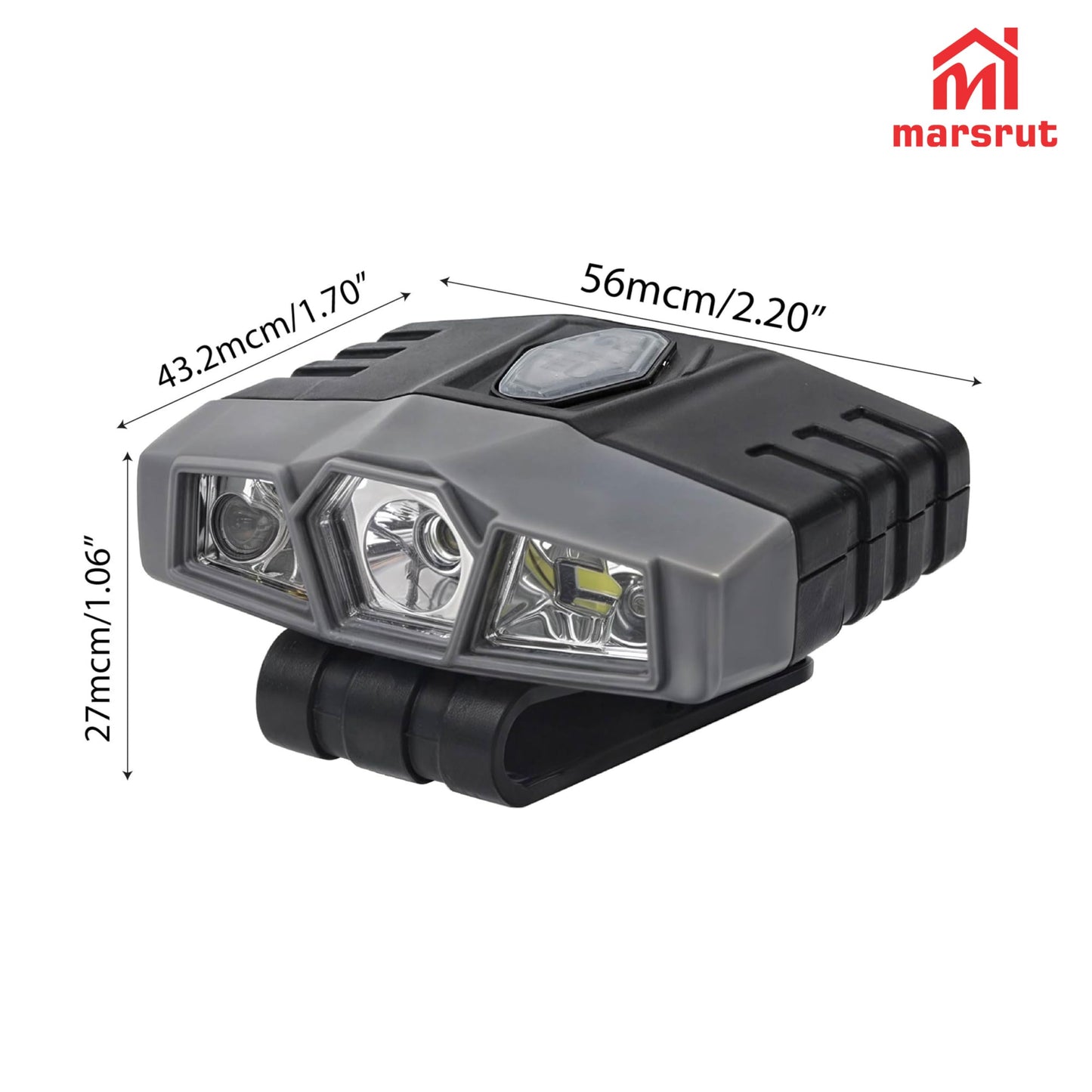 2 Pieces LED Clip On Cap Lights, Hat Flashlight Headlamp Brim Rechargeable Ultra Bright Mini Portable Spotlight for Hands-Free Baseball Caps Fishing Camping 150 Lumens Lighting Waterproof (Black-Grey)