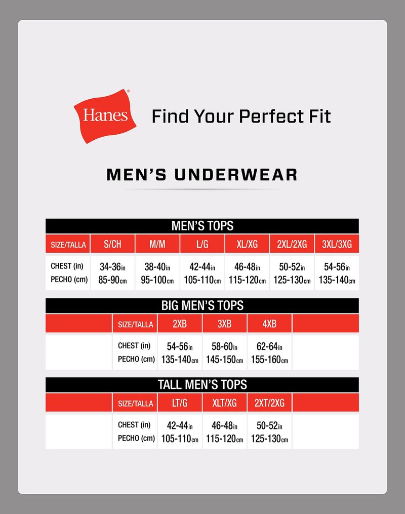 Hanes Mens Undershirt Packs, Stay-tucked Soft Cotton Best For Men, White/Black/Asstd Multipacks Base Layer, White - 6 Pack, X-Large US