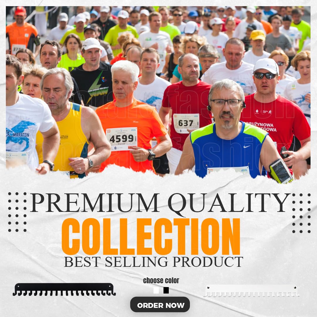 Lapetale Fashion White Medal Hanger Holder Display Rack,Race bib Medal Display with 20 Simple Hooks, Race Medal Display Holder,Hanger for Medals