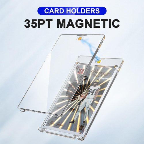 CXWGZLM Magnetic Card Holder 35pt One Touch for Trading Cards Holder Card Protectors Hard Plastic Magnetic Card Case for Sports Card Baseball Card and Game Card Holder Display Case (50 Pack)