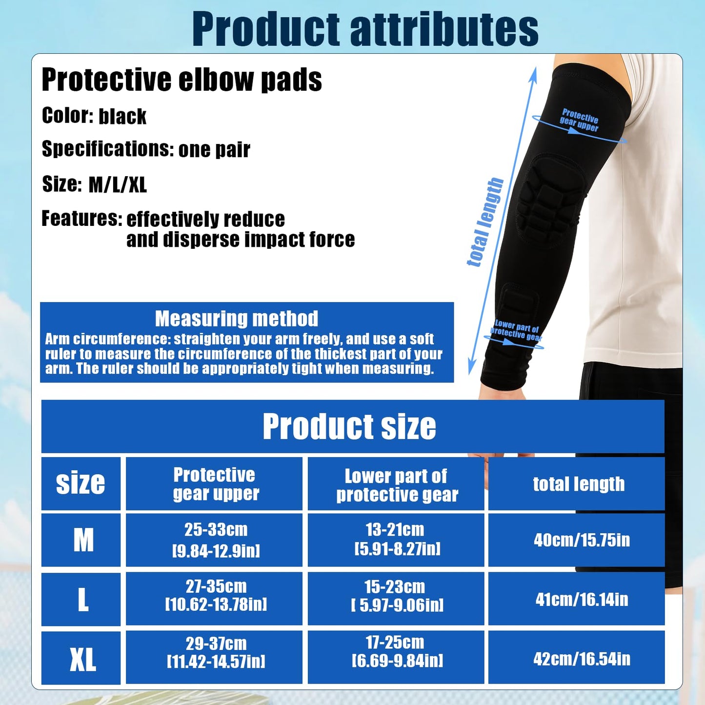 2 Pack Compression Padded Arm Sleeve, Breathable Elbow Pads, Comfort Forearm Pads,Elasticity Arm Protector Sleeves,Basketball, Volleyball, Football Unisex Crashproof Arm Guard(XL)