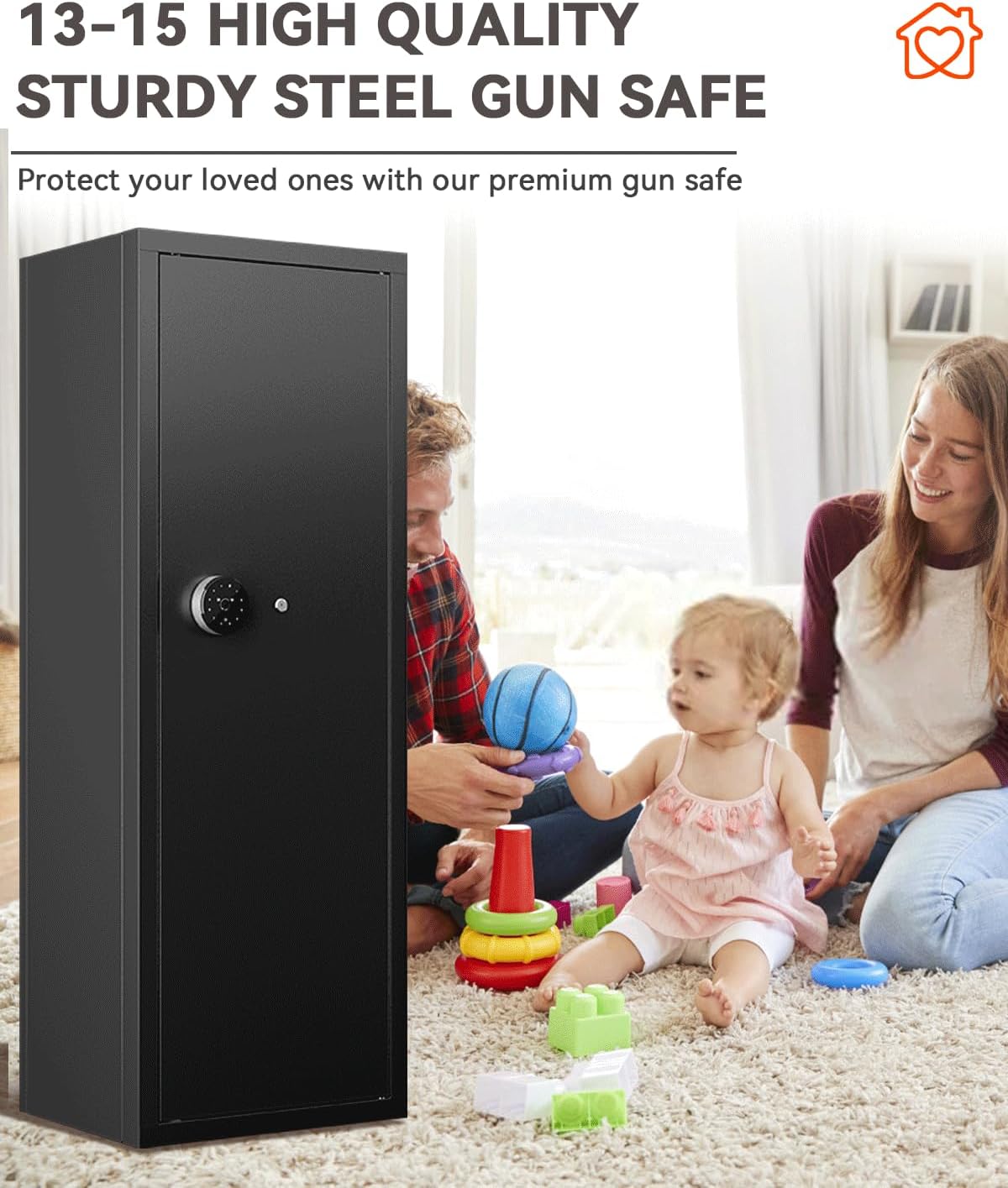 12-15 Gun Safe Gun Safe for Rifles and Pistols Large Rifle Safe Biometric Quick Access Fingerprint Gun Rifles and Password Lock Gun Safes & Cabinets with Adjustable Shelves