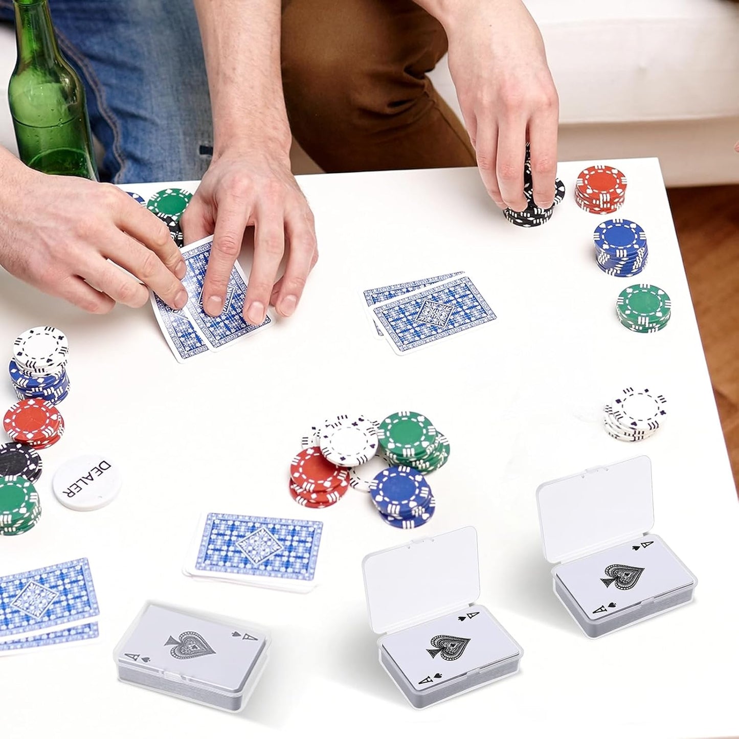 3 Pcs Playing Card Case Box 3.6 x 2.51 Inch Deck of Cards Case Blank Plastic Boxes Clear Game Storage Box Holder for Bank, Business, Game