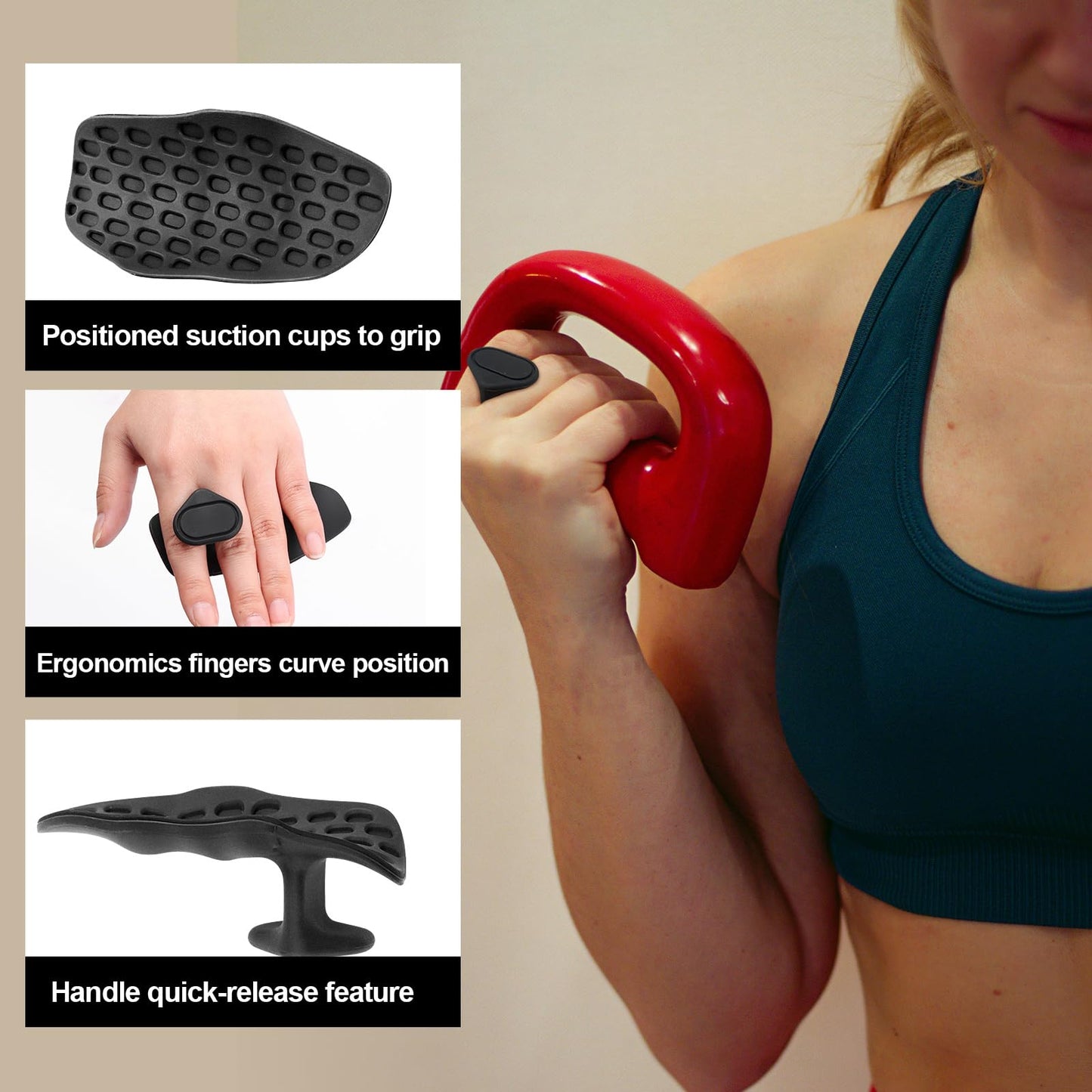 2Pcs Weight Lifting Grips for Men Women Deadlifts, Ergonomics Workout Rubber Fingerless Gym Grips, Palm Protection for Exercise Bodybuilding, Exercise, Weight Lifting, Dumbbell