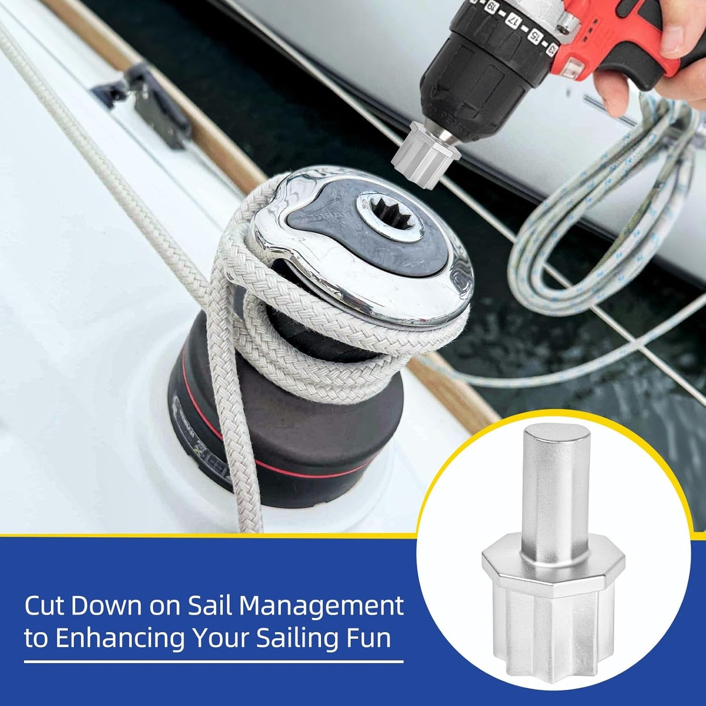 2 Pcs Boat Winch Drill Bit Adapter 7431 Portable Drill Winch Sailboat Accessories Sailing Gear