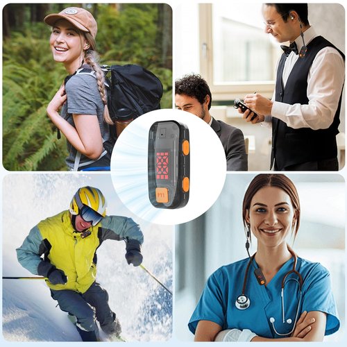 Super Mini Walkie Talkies 2 Pack, Waterproof Two Way Radio with Earpieces Portable FM Transceiver for Outdoor Restaurant Baseball Retail Store