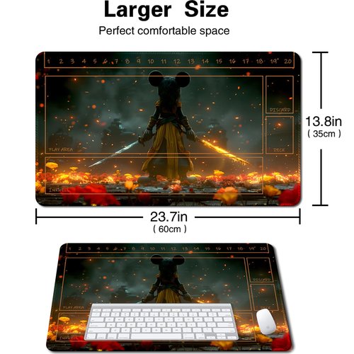 Lorcana Playmat for TCG Trading Card Games,Gamemat 23.6 inches by 13.7 inches, The Bottom of The Game is Non-Slip, with Auxiliary Combat Frame Suitable for Beginners (15,Auxiliary box1)