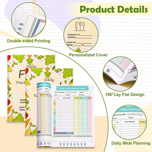 1 Pcs Food Journal Diary 5.8×8.3 inch Food Tracker Journal Daily Calorie Counter Book with Breakfast Lunch Dinner Calorie and Snack Sections for Nutrition Tracker Book