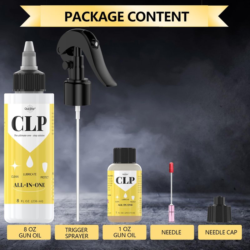 Gun Oil 8 oz & 1 oz Needle Oiler Gun Lubricant, Multi-Purpose Gun Cleaning Kit Protector, Clp Gun Cleaner and Lubricant, Gun Cleaning kit with Oil and Cleaner - by Qucship