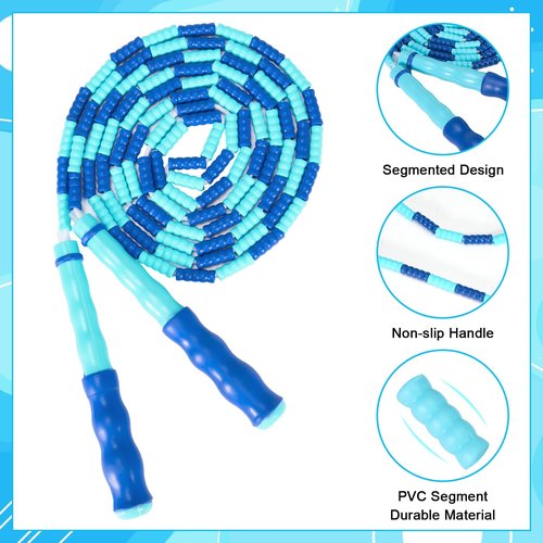 2 Pack Jump Rope for Kids, Adjustable Tangle-Free Soft Beaded Skipping Rope, Segmented Soft Beaded Skipping Rope, 9.2 FT Segmented Jumping Rope, Fitness Workout Exercise for Kids, Man, and Women