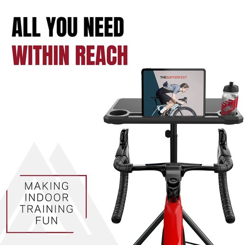 KOM Cycling Media Display - Indoor Cycling Desk for a Bicycle Trainer - Bike Desk creates a Rad Indoor Cycling Pain Cave - The Bicycle Trainer Desk is perfect for displaying Zwift, TR, and Wahoo SUF!