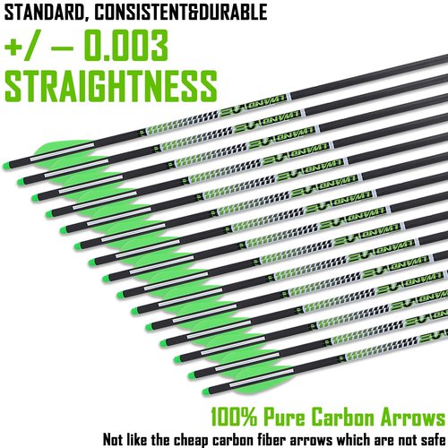 LWANO 100% Pure Carbon Crossbow Bolts Arrows 20 Inch Archery Arrows 12 Pack and 6 Pack Hunting Crossbow Broadheads kit for Hunting & Target Practice