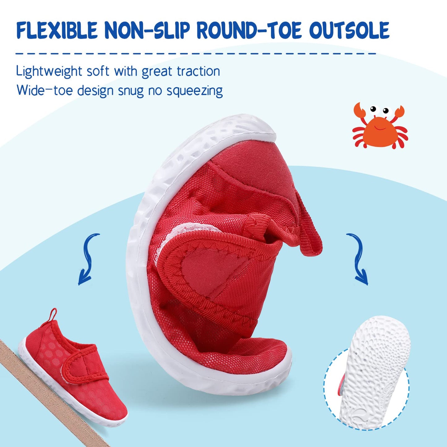 LeIsfIt Boys Girls Water Shoes Kids Aqua Socks Toddler Quick-Dry Swimming Shoes Non-Slip Summer Shoe for Beach Pool Surf, Red, 8 Toddler