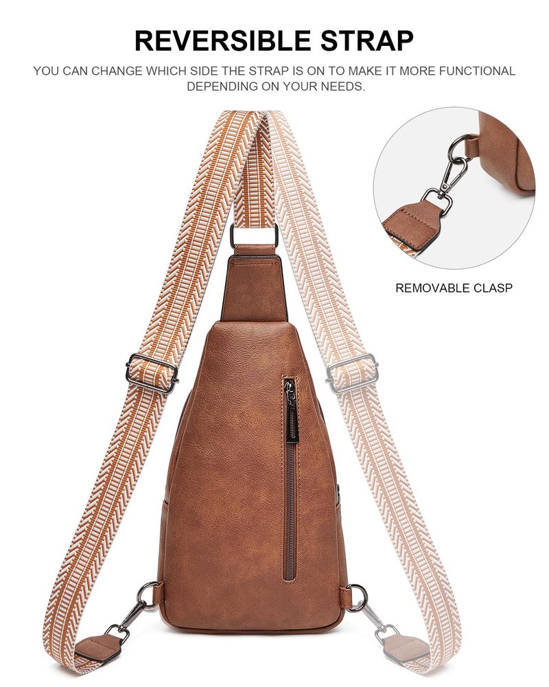 TFKGS Sling Bag Crossbody Bags for Women Fanny Packs Cross Body Bag for Woman Travel Sling Backpack Leather Anti Theft Crossbody Purses Handbags Brown