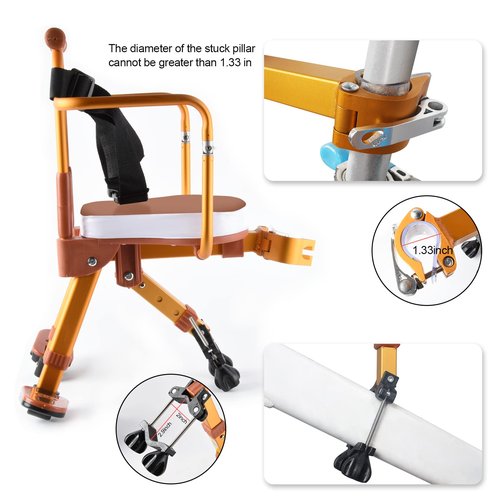 New Aluminum Alloy Kids Bike Seat - Portable Foldable Front Mounted Child Bicycle Safety Seat for Hybrid Cruiser and City Bicycles