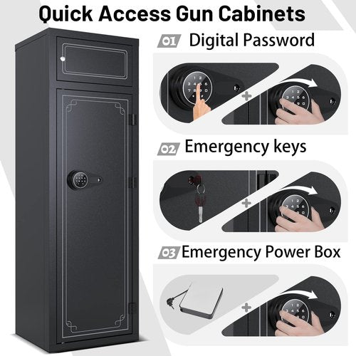 KAER Gun Safe for Rifles and Pistols 10-12 Gun Safe Multi-functional Rifle Safe Anti-theft Gun Safes for Rifles Removable Gun Racks Gun Cabinet for Home with Adjustable Shelves