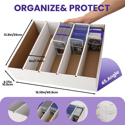 EBOAUSI Trading Card Storage Box Large-Capacity, Card Case–Holds 3940 Cards,Includes 50 Soft Sleeves,8 Dividers&5 Supporters–for Sports, TCG, MTG Cards((1-PACK)
