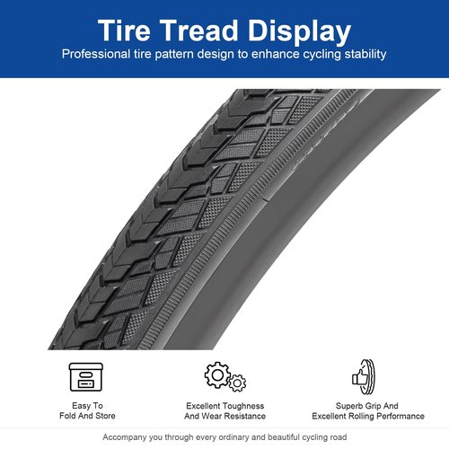 700x45C (47-622) Bike Tire 700C Bicycle tire and 700x44/50 AV48mm Bike Tube Suitable for 700 x 45C City/Road Folding Replacement Bike Tire (Single)