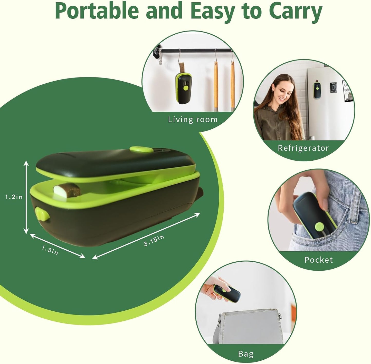 2 in 1 Mini Bag Sealer and Cutter - Magnetic Portable Sealing Machine Heat Seal for Chip Bag Resealer Handheld Reseal Package Plastic Bags for Food Snacks Storage Kitchen Gadgets,Batteries Included