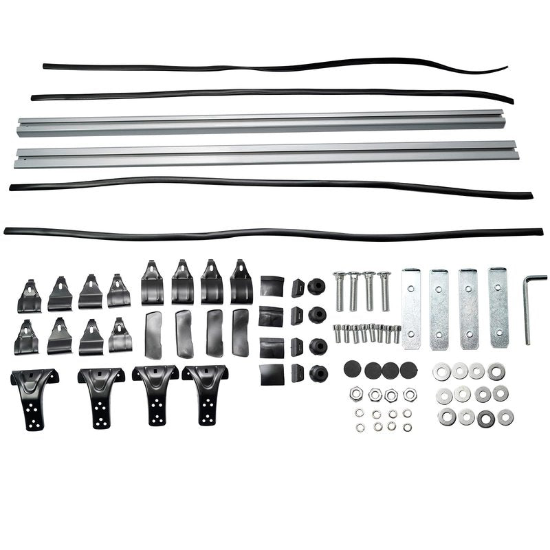 Flynsu Universal 48" Car Top Roof Rack Cross Bar Luggage Cargo Carrier w/3 Kinds Clamps, Silver Aluminum, 165 lb Loading Capacity