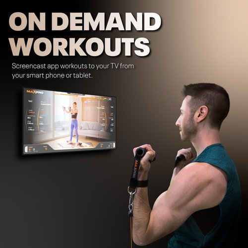 MAXPRO: Portable Smart Cable Gym | As Seen on Shark Tank | All-in-One Workout Machine with Bluetooth & Free App | 5-300lbs Resistance | Exercise Anywhere – Outdoors, Travel, Camping | Periwinkle