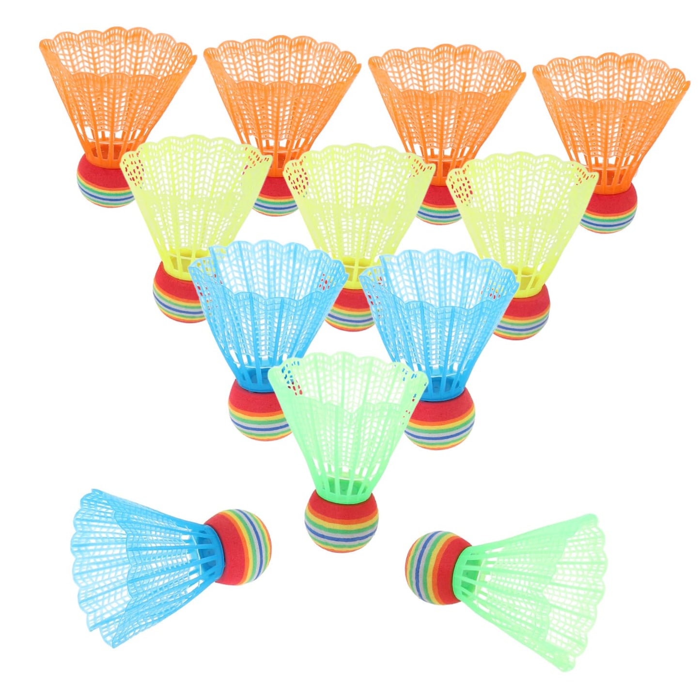 12Pcs Colorful Shuttlecock Plastic Badminton Balls for Activities Lightweight Durable and Bright Colors for Family Fun and Exercise