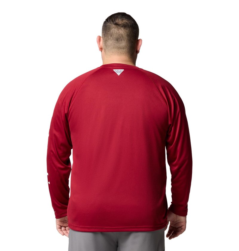 Columbia Men's PFG Terminal Tackle Long Sleeve Fishing Shirt, Beet/White Logo, Large Tall