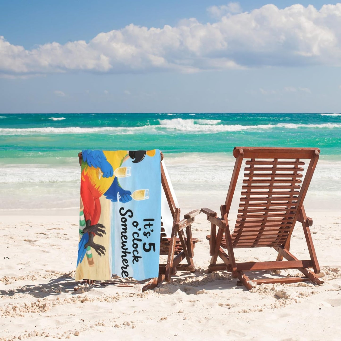 It's 5 O'Clock Somewhere Beach Towel, Funny Summer Aldult Quick Dry Camping Bath Towel, Absorbent Thin Lightweight Beach Blanket for Sports Travel Pool Swimming Bathroom 30x60 Inch/ 77X153cm