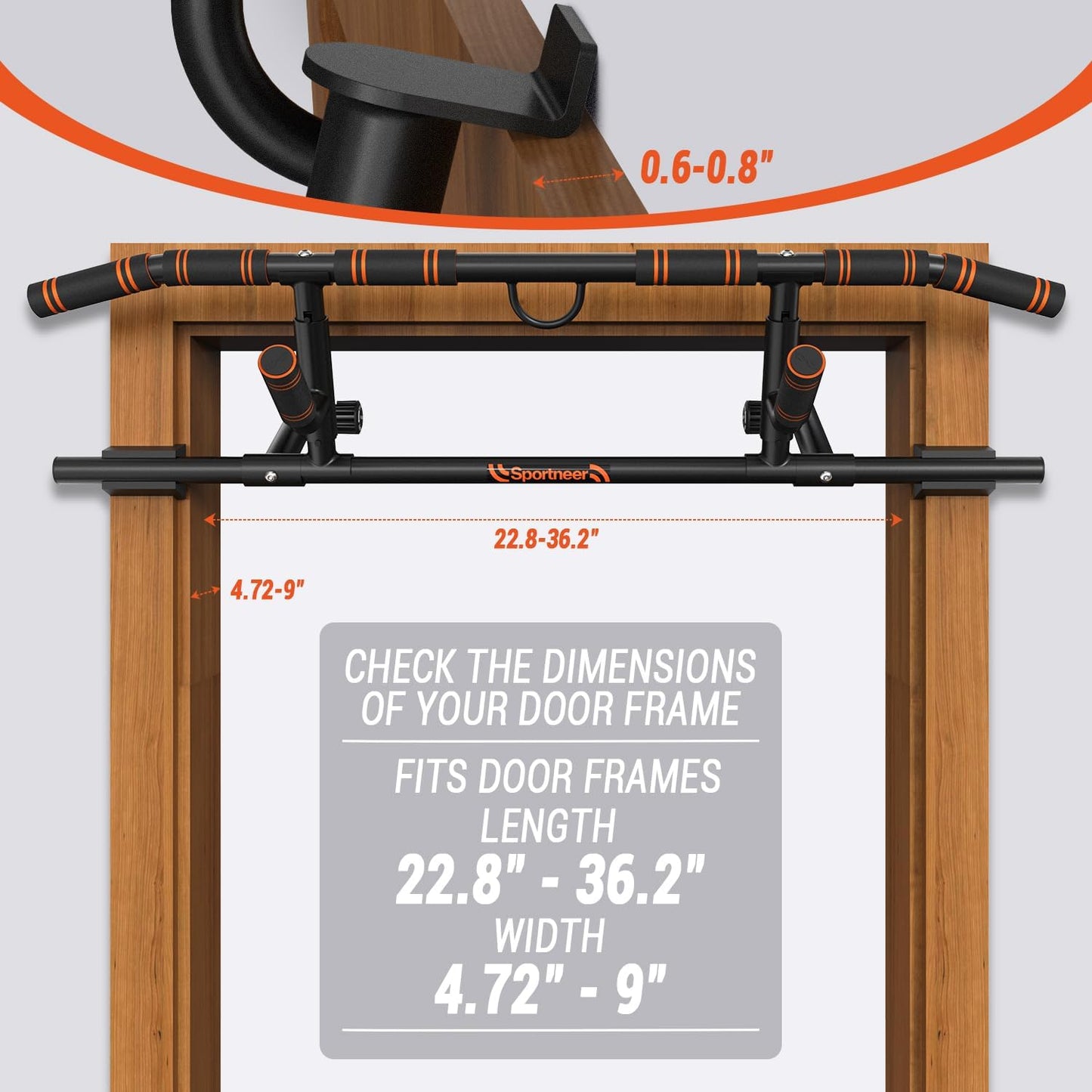 2025 Upgrade Pull up Bar for Doorway with Folding Handle, Door Pull up Bar Door Frame Multi-Grip Upper Body Trainer, 440lb Capacity, Indoor Fitness for Home Gym Strength Training