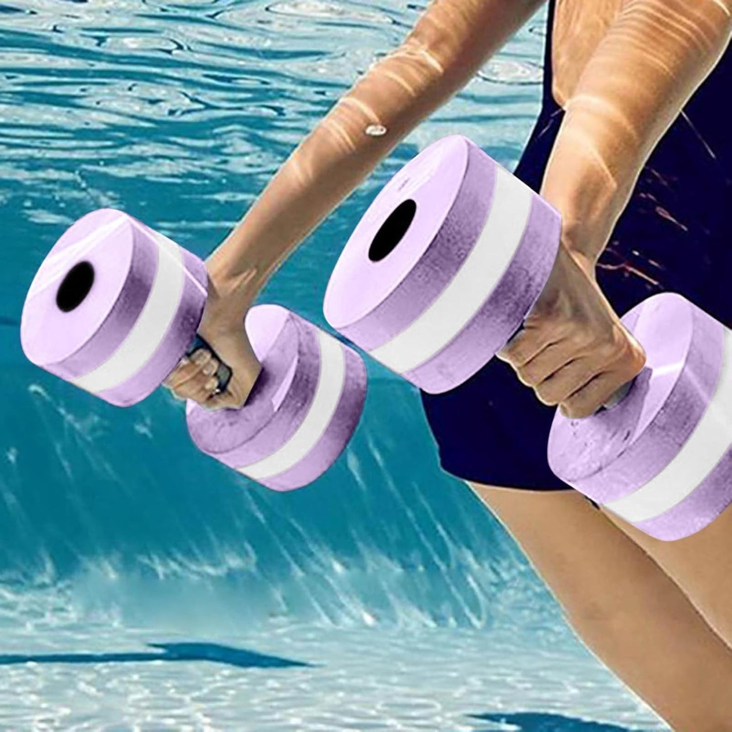 2-Pack Aquatic Foam Dumbbells - Lightweight EVA Pool Exercise Equipment for Water Aerobics & Resistance Training - Perfect for Swimming Pool Workouts