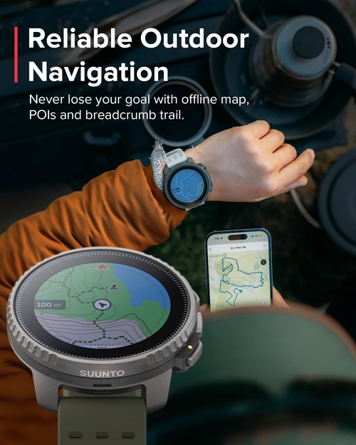 SUUNTO Vertical Solar GPS Watch, Premium Multisport Watch w/60-Day Battery Life, 1.4 inch Large Touchscreen, Heart Rate & Sleep Tracking, Dual-GNSS Navigation, Free Global Offline Map, Ti Forest