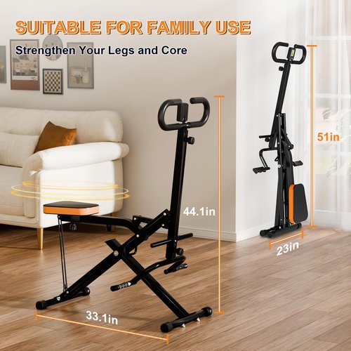 Canisflax Squat Machine for Home, Squat Assist Trainer with Adjustable Resistance, Foldable Rowing Machine, LCD Display, Exercise Trainer with 265LBS Capacity for Glutes Legs Workout, Black