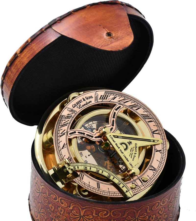 Trust in The Lord with All Your Heart -Proverbs 3: 5-6 Quote Engraved Compass with Leather Box, Sundal Compass, Gift Compass, Graduation Gifts Compass for Women Mens Boy Girls