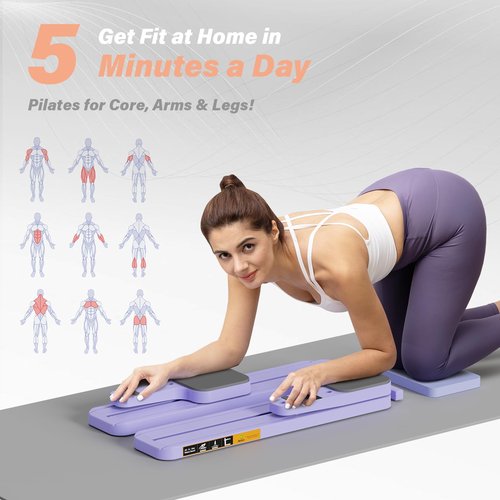 Upgraded Pilates Reformer Machine - 7-in-1 Pilates Board & Pilates Equipment Set with Ab Workout Equipment, Multifunctional Push-Up Board, Resistance Bands, Balance Board & Timer for Full Body Workout